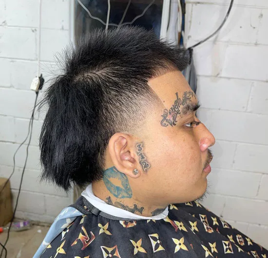 Mullet with Temple Fade