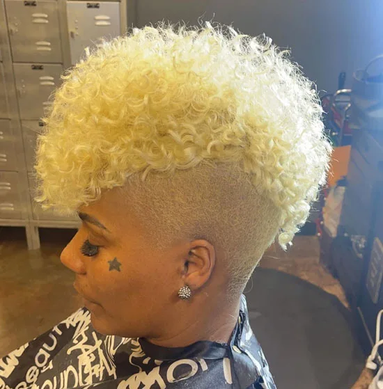 Bleached Curly Top With Undercut