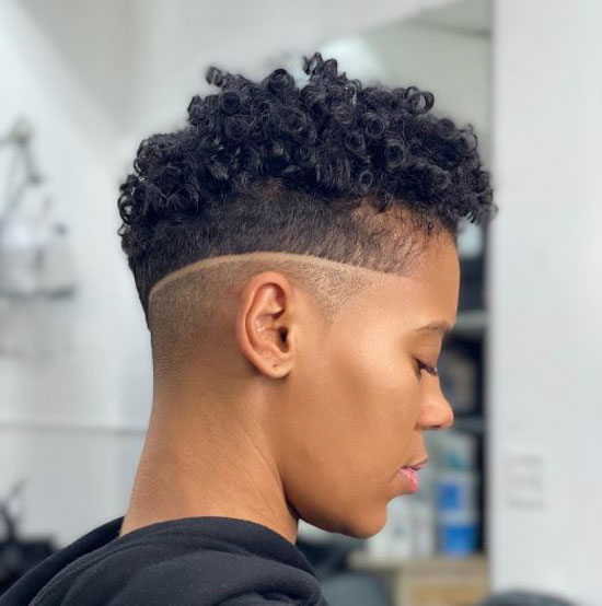 Curly Undercut with Simple Line