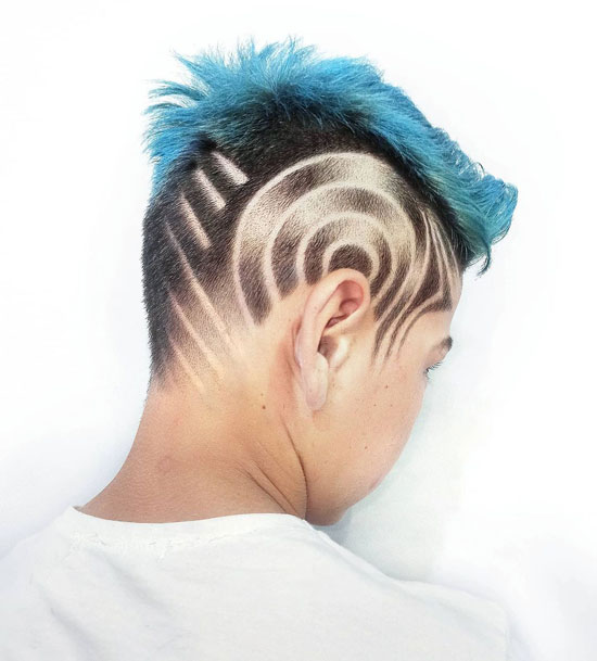 Electric Blue Mohawk With Multiformed Lines