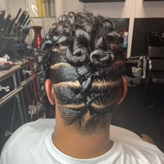 Frosted Curls With Ribbed Braids