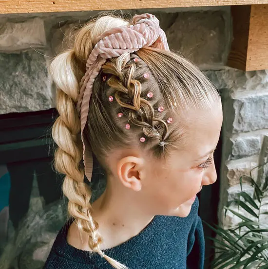 Heart Shaped Braids with Bubble Ponytail
