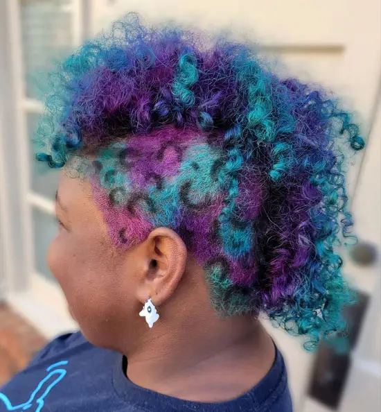 Leopard Mohawk with Teal and Purple