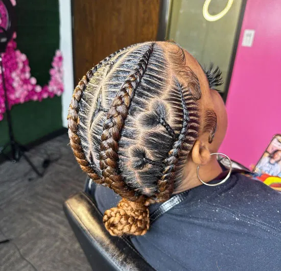 4 Stitch Freestyle Highlighted Braided Bun With Heart