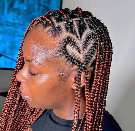 Duotone Knotless Braids With Heart