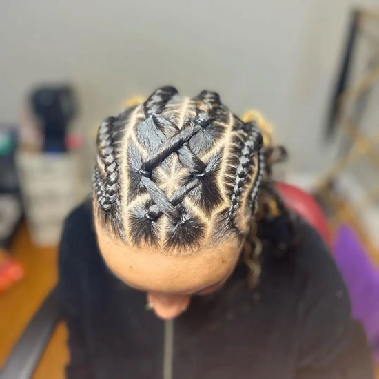 Jumbo Feed-in Braids With Highlights