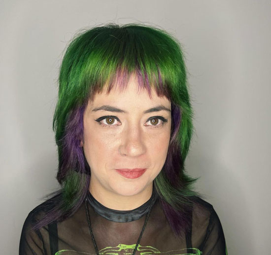 Layered Bangs in Emerald Orchid