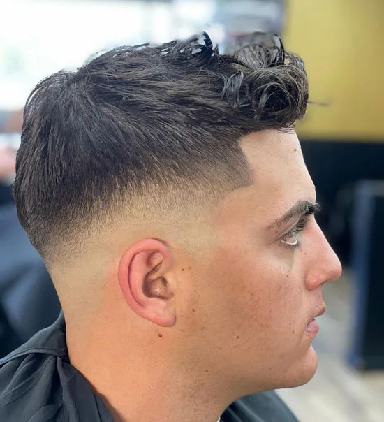 Medium Skin Fade with Curly Front