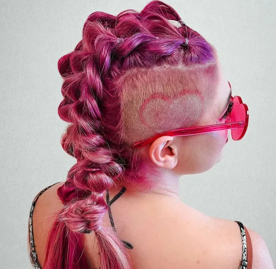 Platinum Pink Fade Updo With Bubble Braids