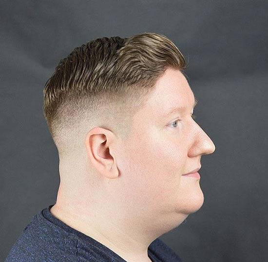 Side-swept with Buzz Fade