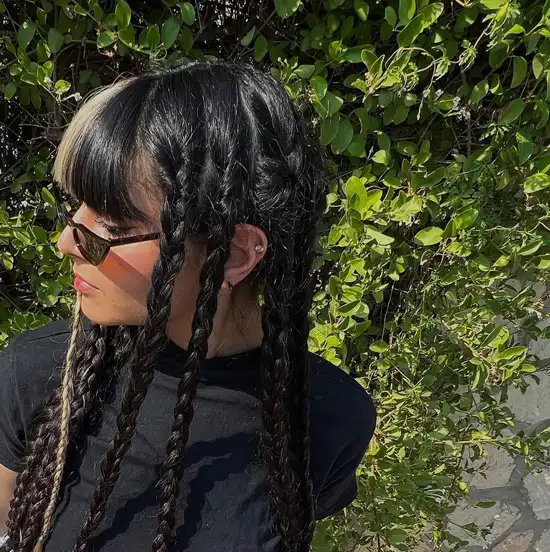 Black and White Bangs With Braided Pieces