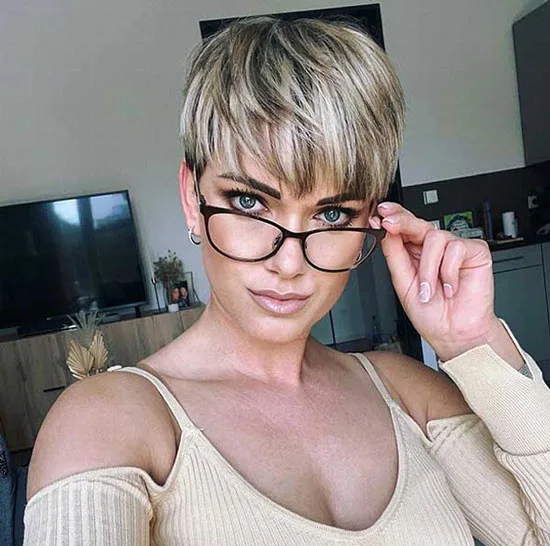 Bleached Pixie Bangs with Glasses