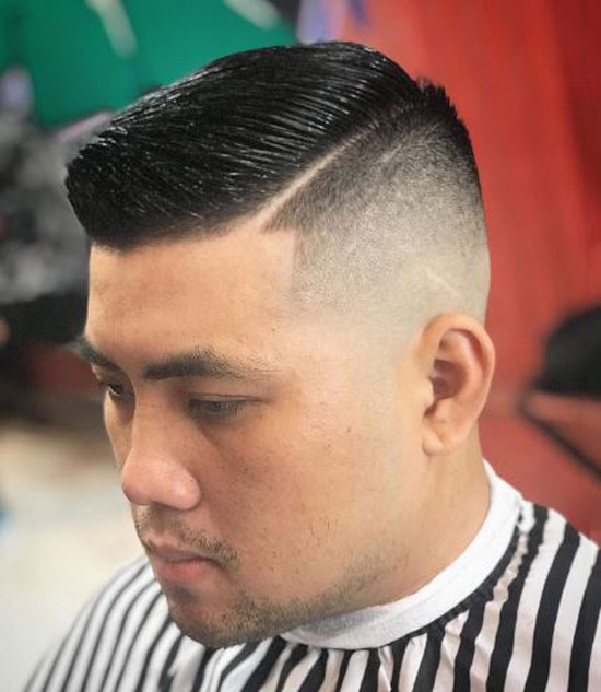 Greasy Side Part With High Bald Fade