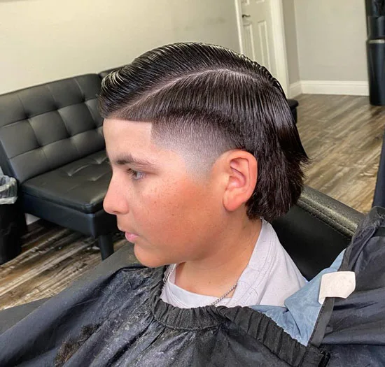 Lathered Side-part Combover With Burst Fade