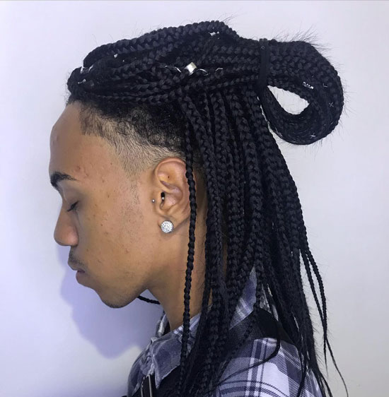 Relaxed Box Braids with High Updo
