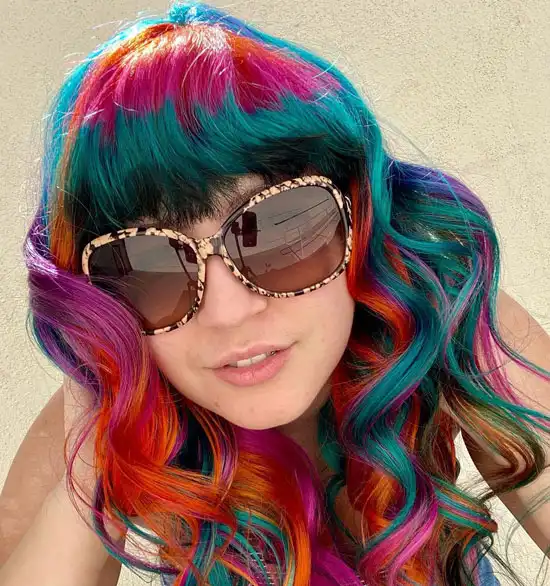 Wavy Bangs with Rainbow Hiar Dye