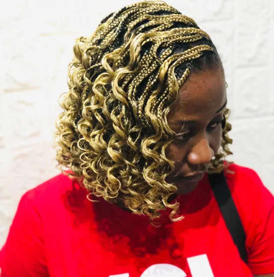 Bleached A-Line Knotless Braids With Side-part