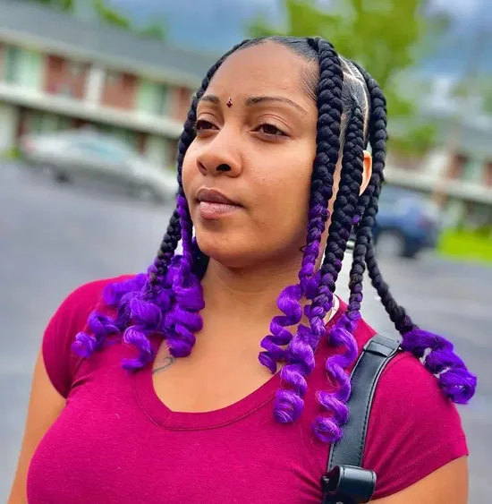 Colossal Knotless Braids With Bright Velvet Curls
