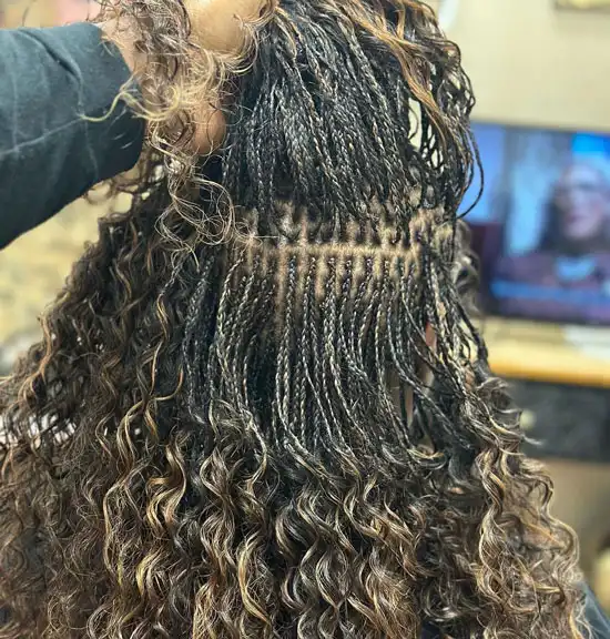 Duotone Micro Knotless Braids with Frizzy Ends