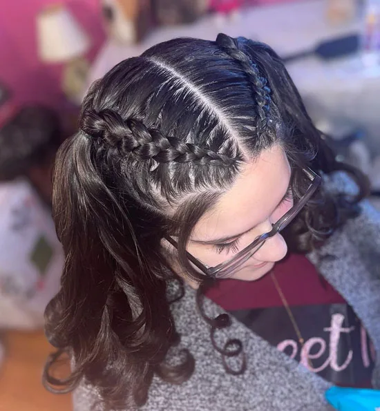 Half-braided, Half-curly Quinceanera Hairstyle