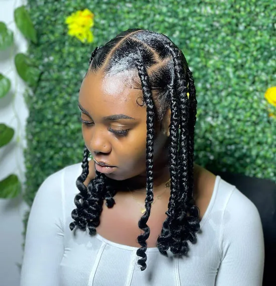 Jumbo Gleaming Feed-in Knotless Braids With Curls