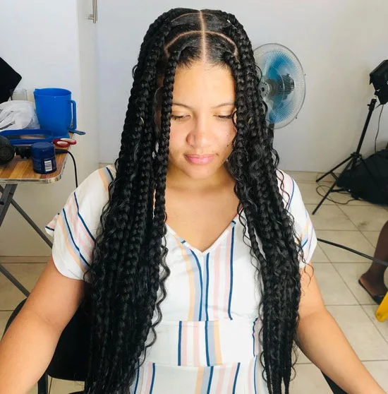 Unwinded Box Braids With Loose Waves
