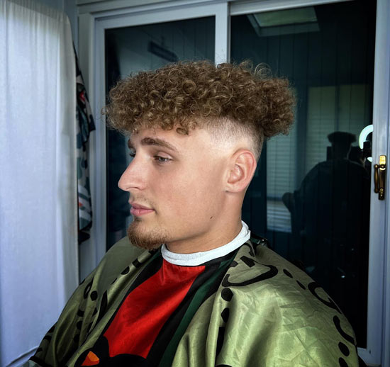 Bleached Curly Top with Zero Fade