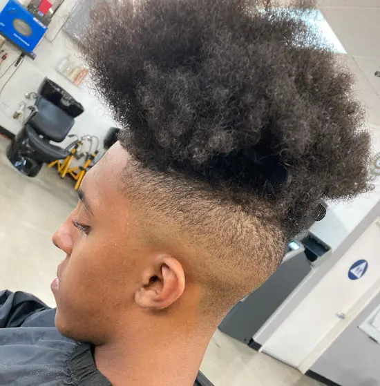 Outgrown Natural Afro with High and Tight Fade