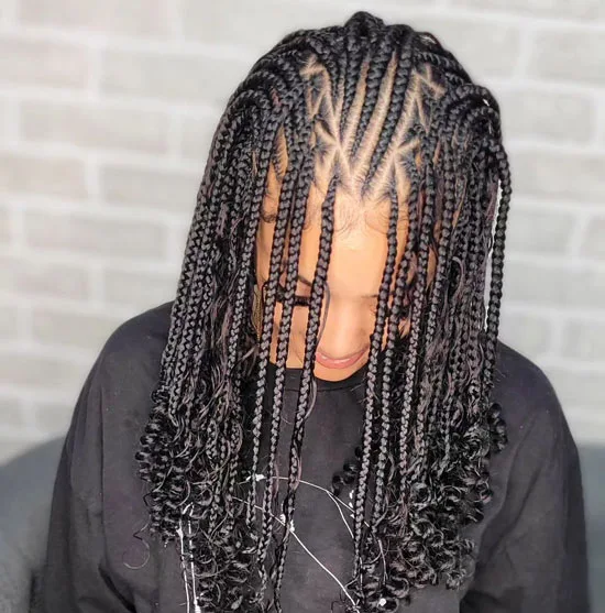 Tribal Fulani Braids With Bangs And Curls