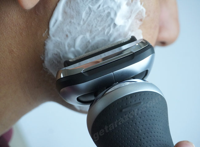 A Braun Series 7 being tested for its waterproof abilities